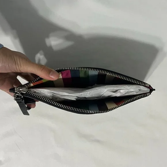 🟡 Coach Poppy Vintage Leather Clutch/Wristlet Black Multicolor - Picture 3 of 3